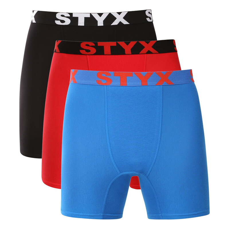 3PACK pánské boxerky Styx long sportovní guma vícebarevné