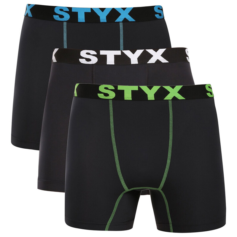 3PACK pánské funkční boxerky Styx černé (3W09023)