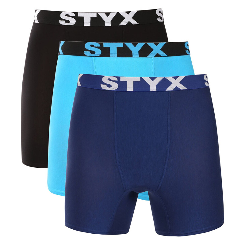 3PACK pánské boxerky Styx long sportovní guma vícebarevné