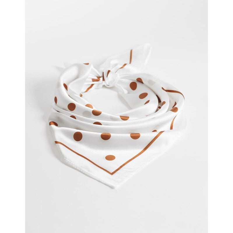 Sui Ava headscarf in brown and white polka dot