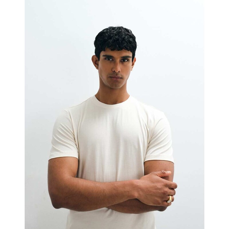 Mango 100% cotton t-shirt in butter yellow
