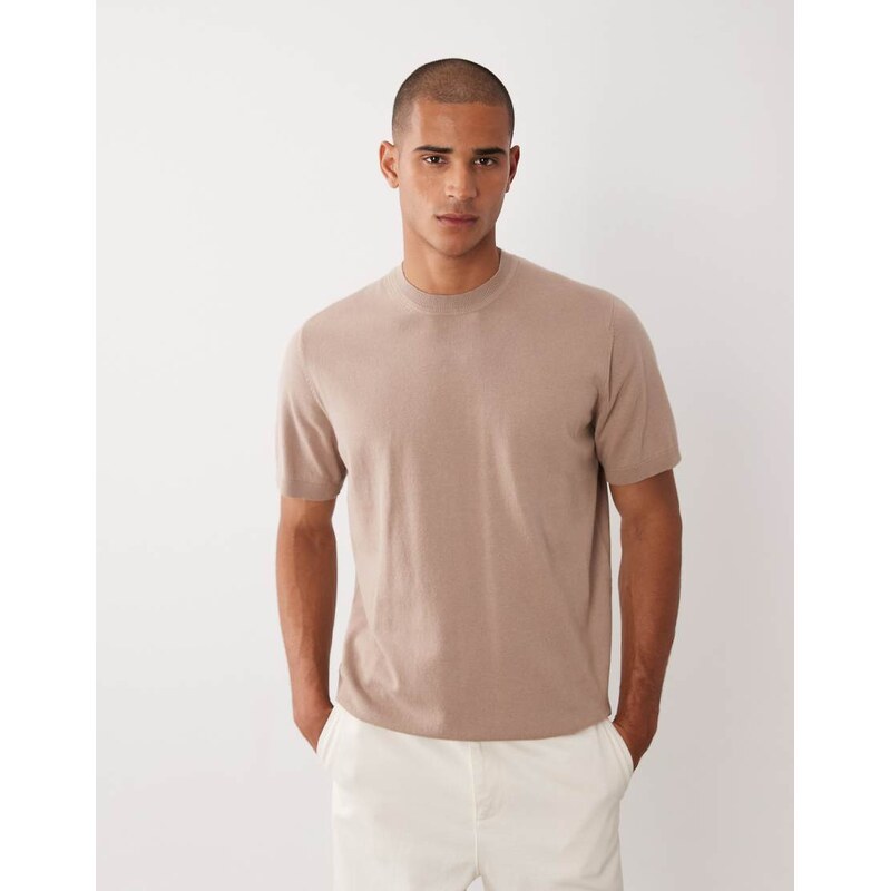 ASOS DESIGN Essential relaxed fine-knit crew-neck in stone