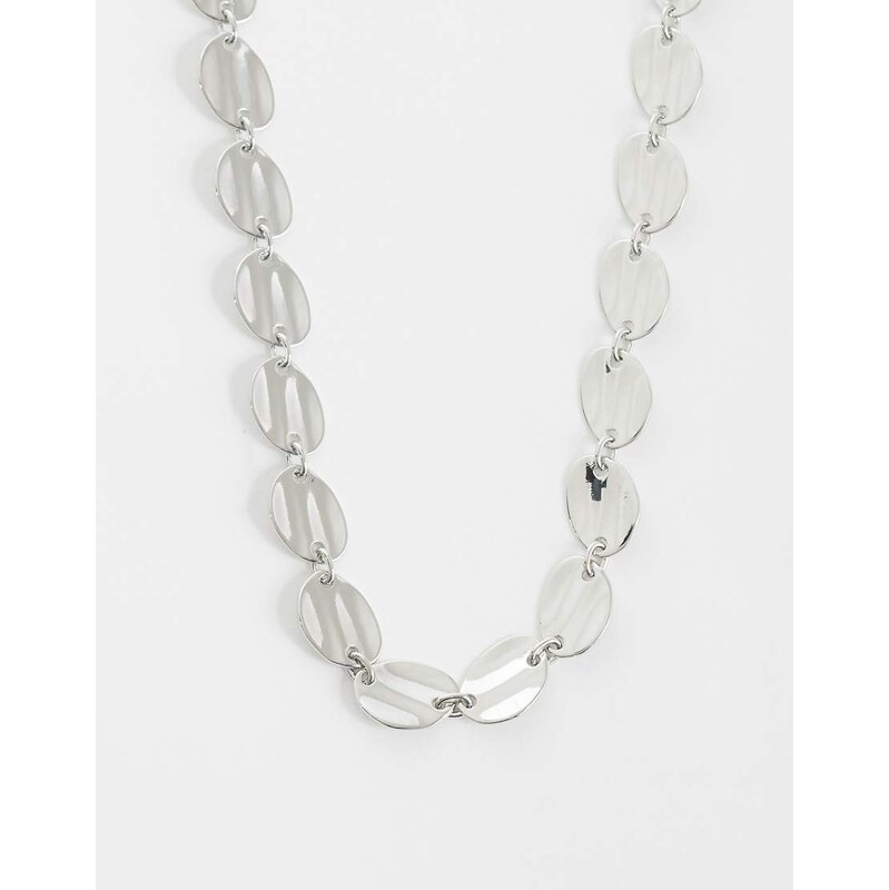 ASOS DESIGN necklace with clean disc design in silver tone