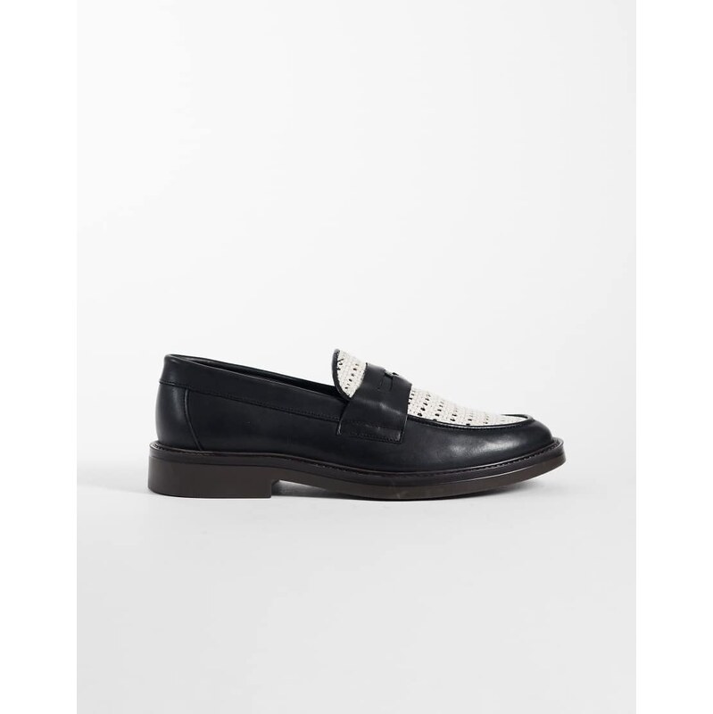 NOAK made In Portugal penny loafers with coin detail and raffia