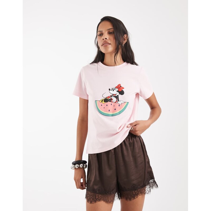 ASOS DESIGN Disney relaxed tee with Minnie print-Pink