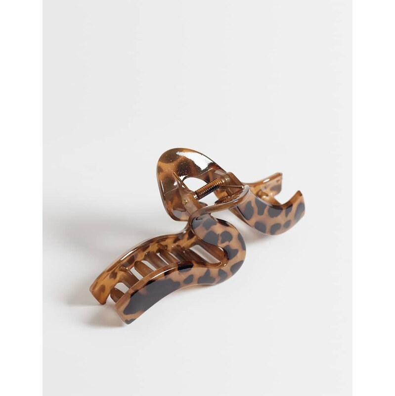 ASOS DESIGN XL hair claw with wave detail in light tort-Yellow