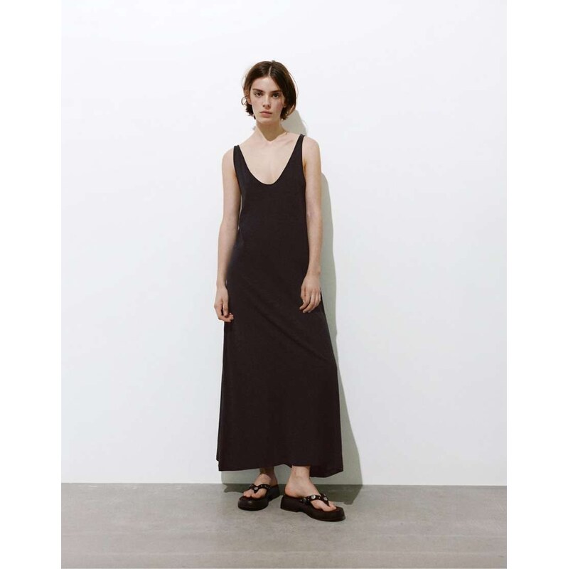 Pull&Bear Strappy midi dress in grey