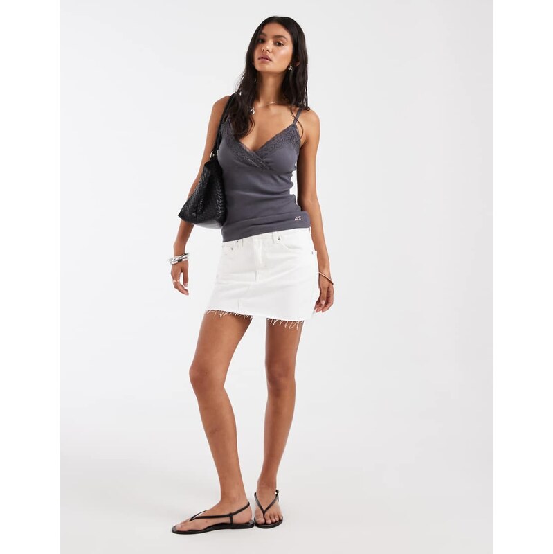 Hollister lace trim cami in dark grey