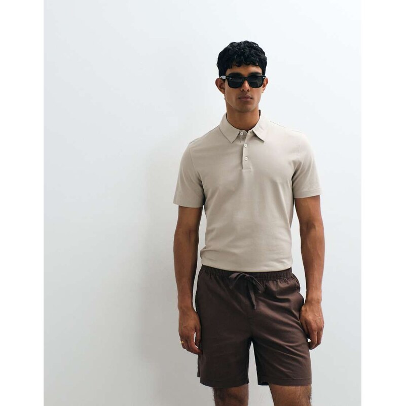 Mango regular fit polo neck t-shirt in ecru-Neutral