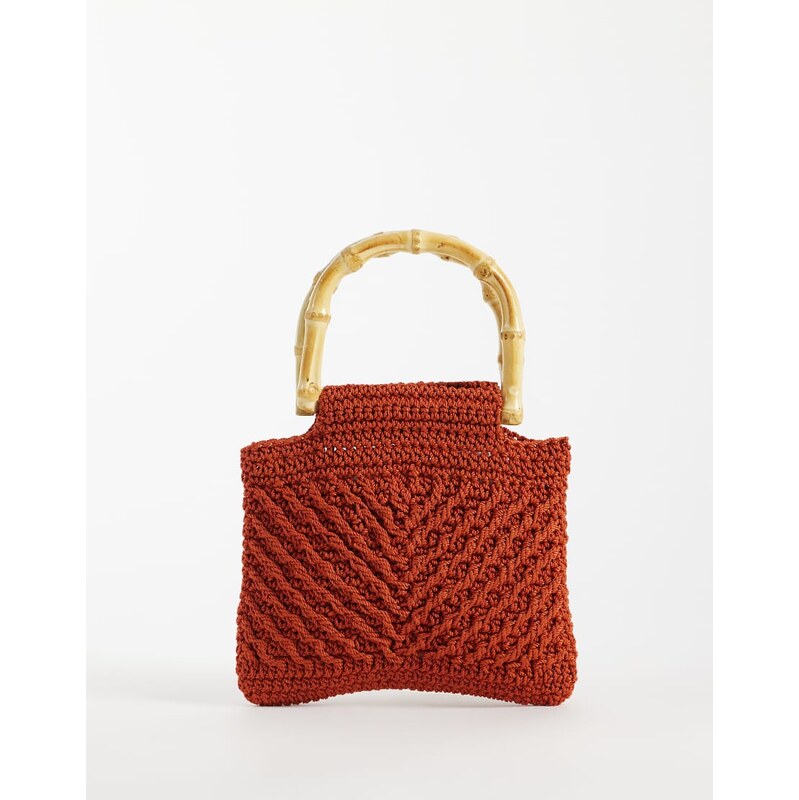 Mango knitted handbag in deep red - HERO