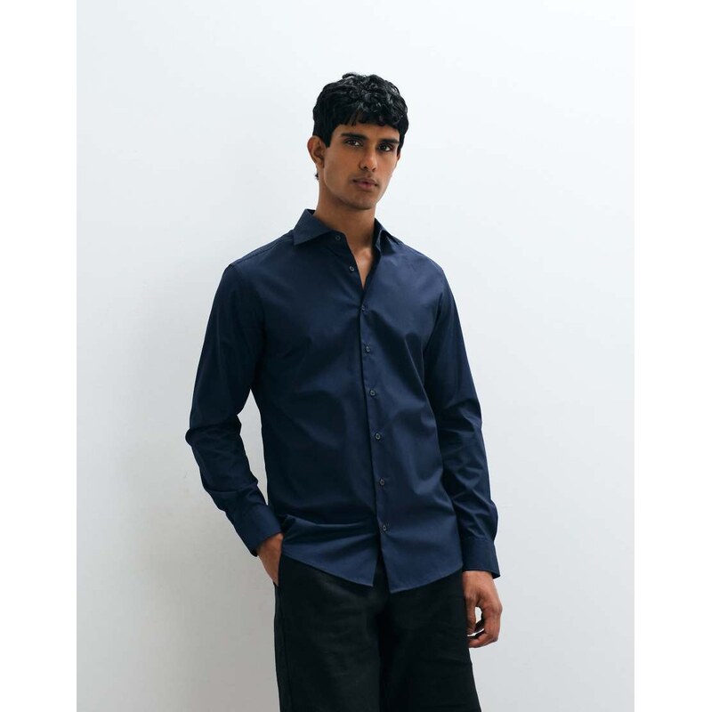 Mango Mnago 100% cotton smart shirt in navy