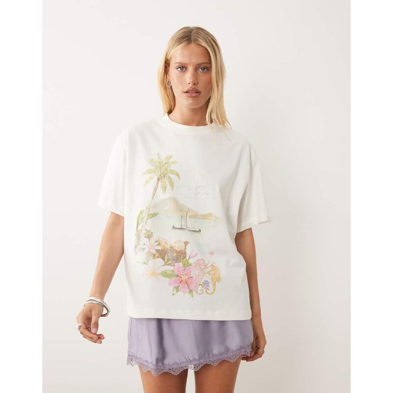 ASOS DESIGN oversized t-shirt with watercolour beach graphic in