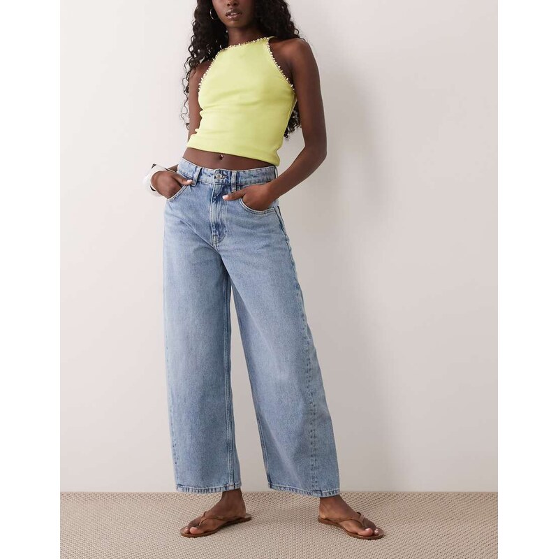 Mango Bimba 100% cotton straight jean co-ord in light blue