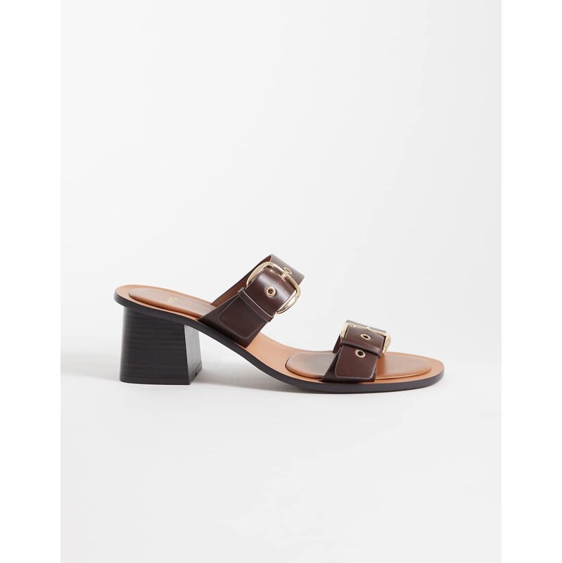 Mango buckle detail heeled sandal in brown
