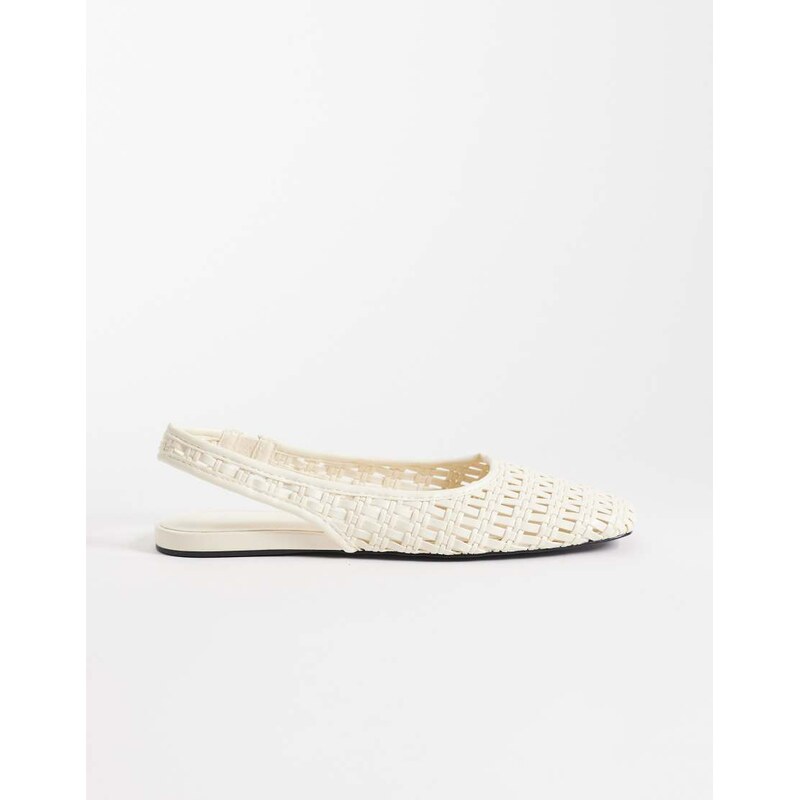 Mango woven flat slingback shoe in cream-Neutral