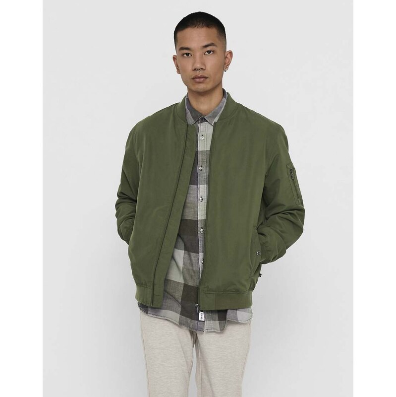ONLY & SONS Bomber jacket in olive night-Green