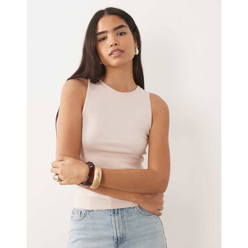 Mango cotton mix vest in pastel pink