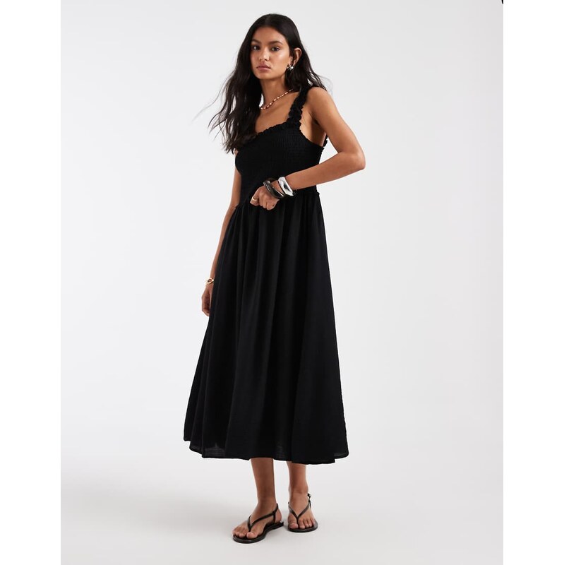 ONLY smock maxi dress in black