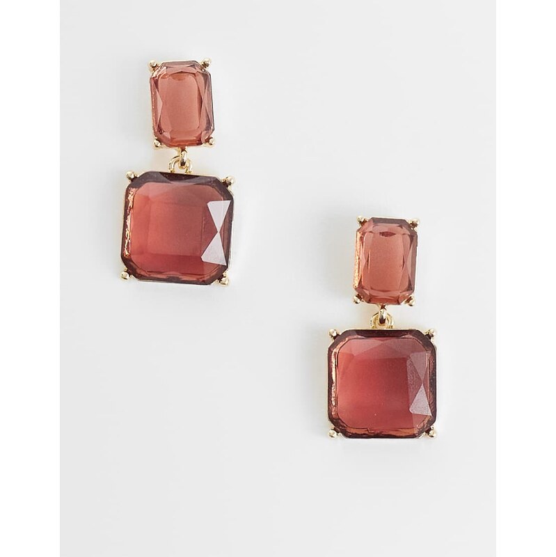 ASOS DESIGN drop earrings with squared-off jewels stone setting