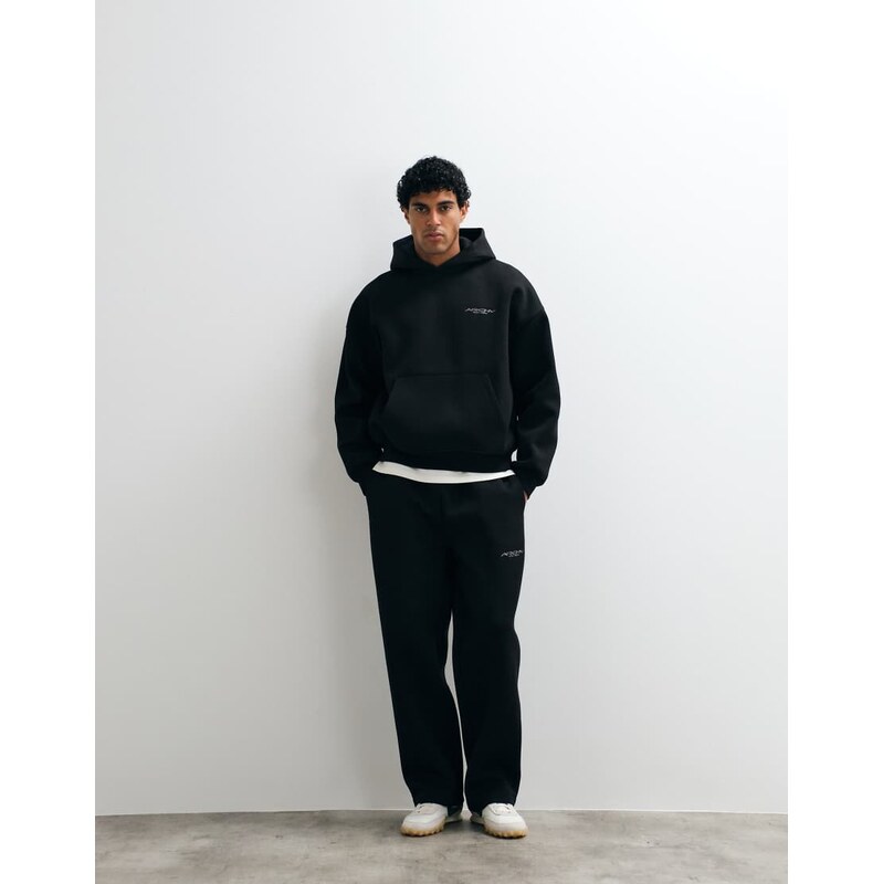 ASOS DESIGN wide leg scuba-style fabric jogger with embroidery