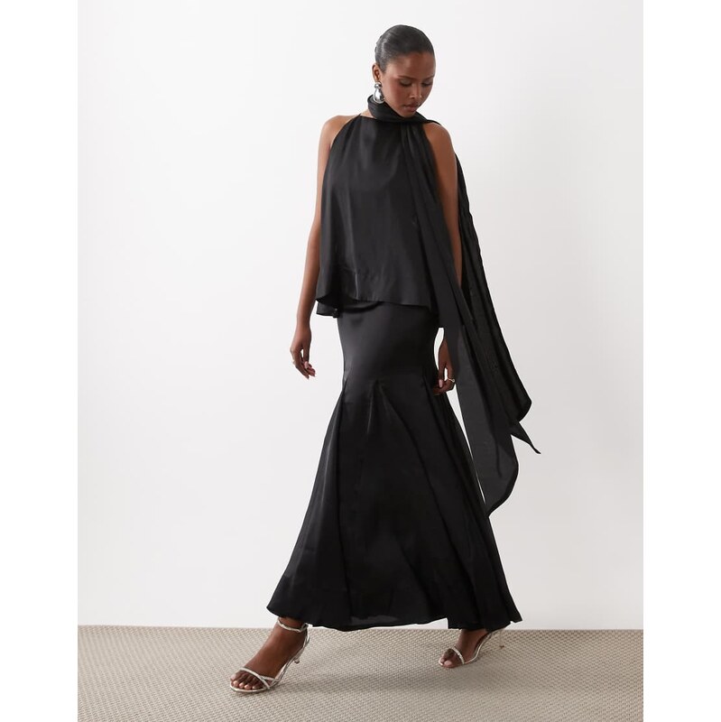 ASOS DESIGN layered tiered cami maxi dress with scarf detail in