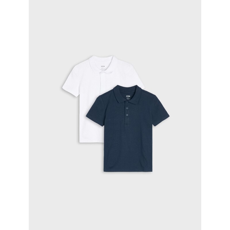Sinsay - Bavlněná polo trička 2 pack - bílá
