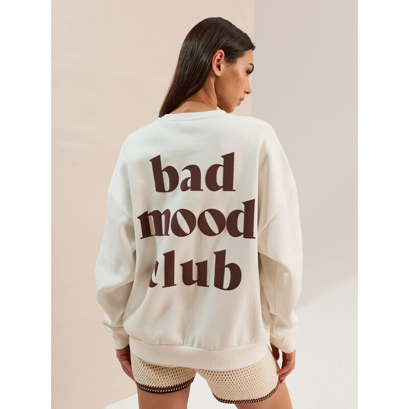 Sinsay - Mikina crewneck s nápisem na zádech - krémová