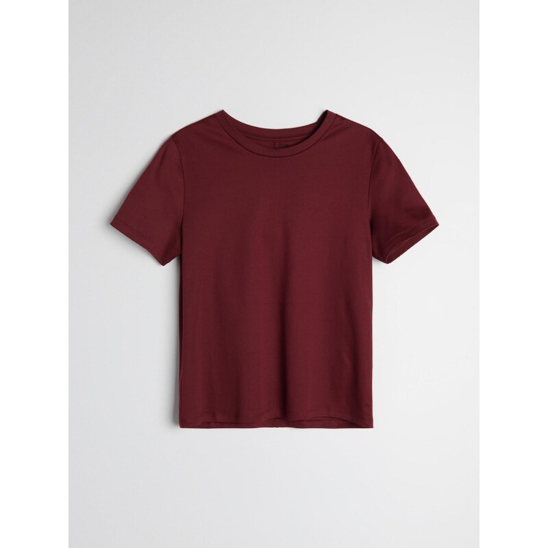 Sinsay - Bavlněné tričko Basic - burgundy