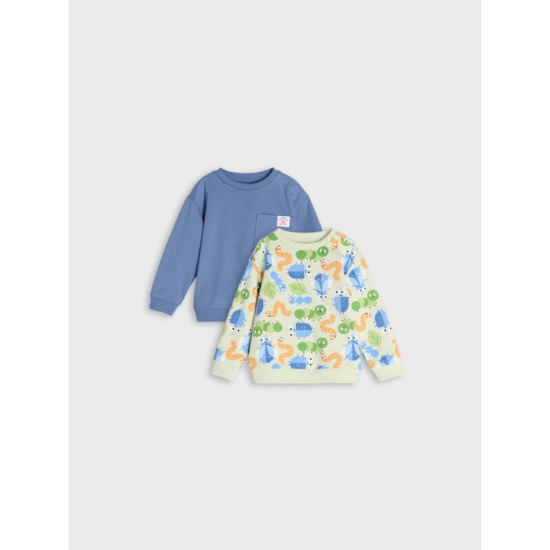 Sinsay - Bavlněné mikiny crewneck 2 pack - mid blue