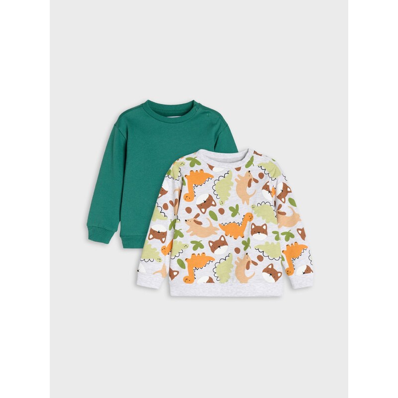 Sinsay - Bavlněné mikiny crewneck s motivem zvířat 2 pack -