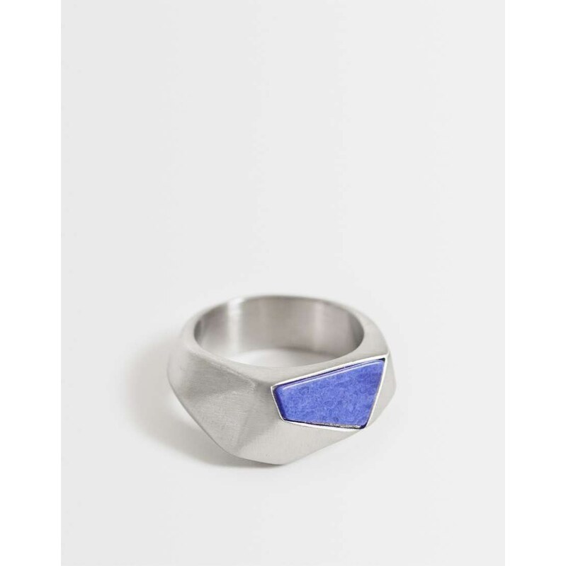 ASOS DESIGN waterproof stainless steel faux lapis geometric