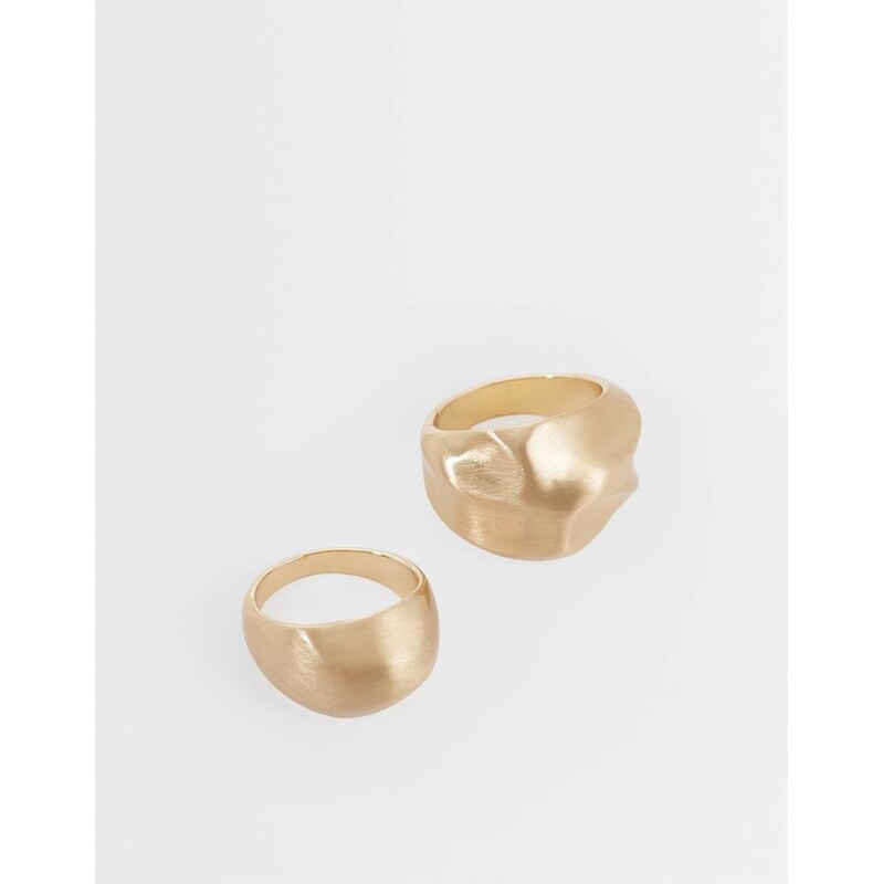 Reclaimed Vintage unisex molten ring 2 pack in gold