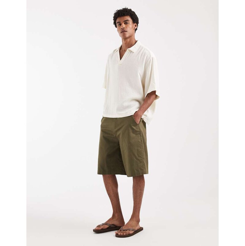 ASOS DESIGN boxy oversized overhead cheesecloth shirt in cream