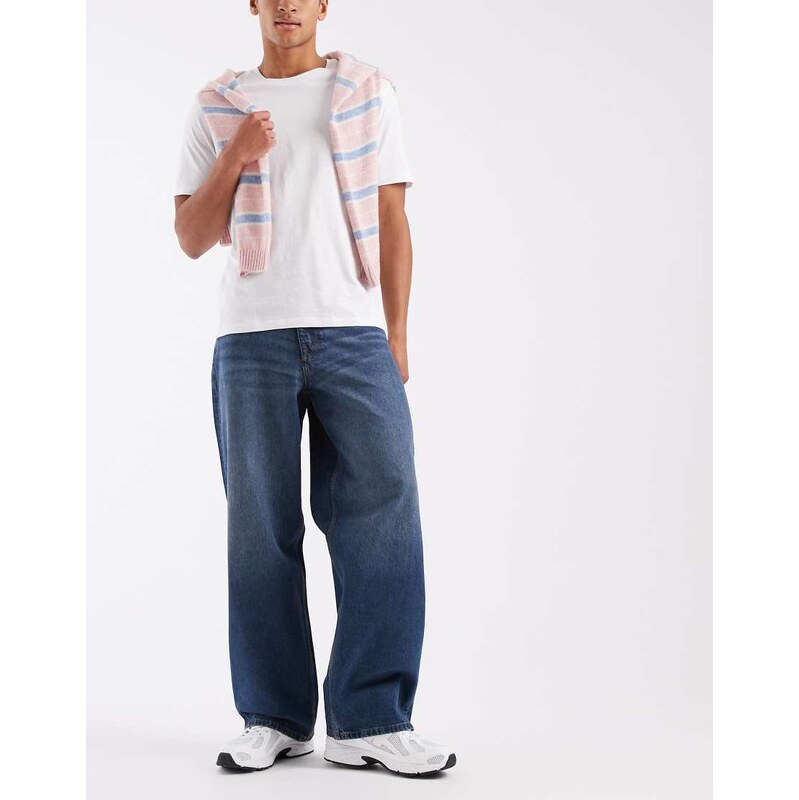 ASOS DESIGN baggy jeans in vintage dark wash blue-Navy