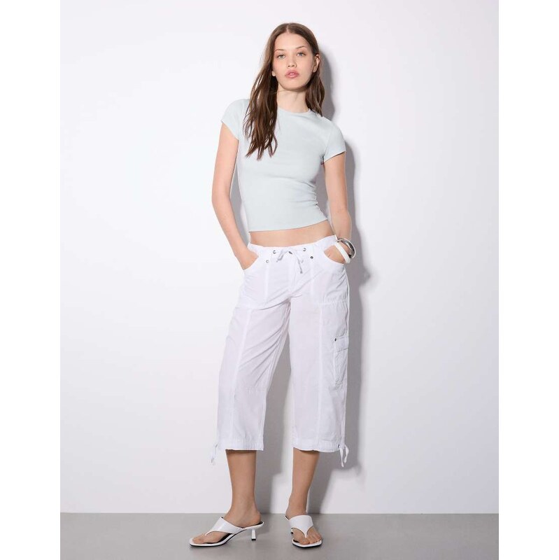 Bershka Short sleeve round neck t-shirt in light blue