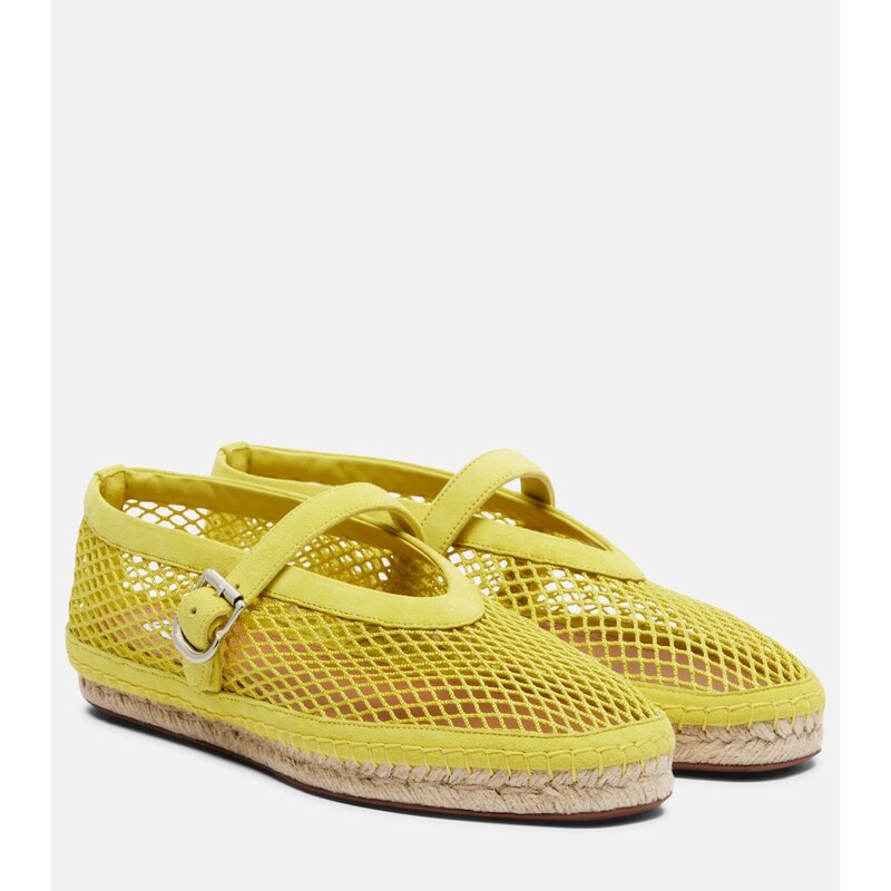 Alaia AlaÃ¯a Fishnet suede-trimmed espadrilles