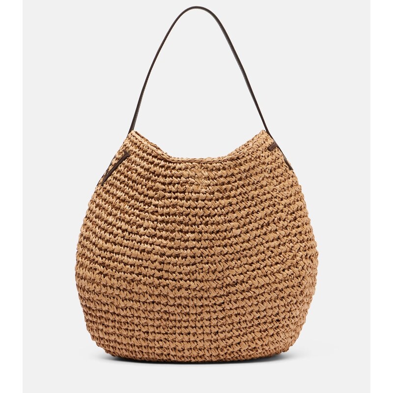 JW Anderson Bulb XL leather-trimmed raffia shoulder bag