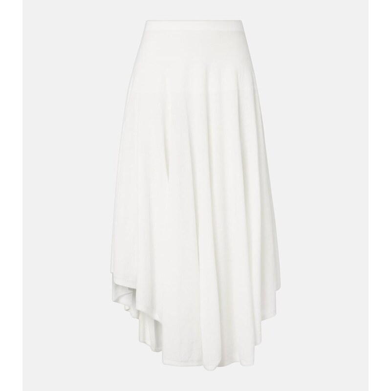 Alaia AlaÃ¯a Semi-sheer asymmetric cotton crÃªpe skirt