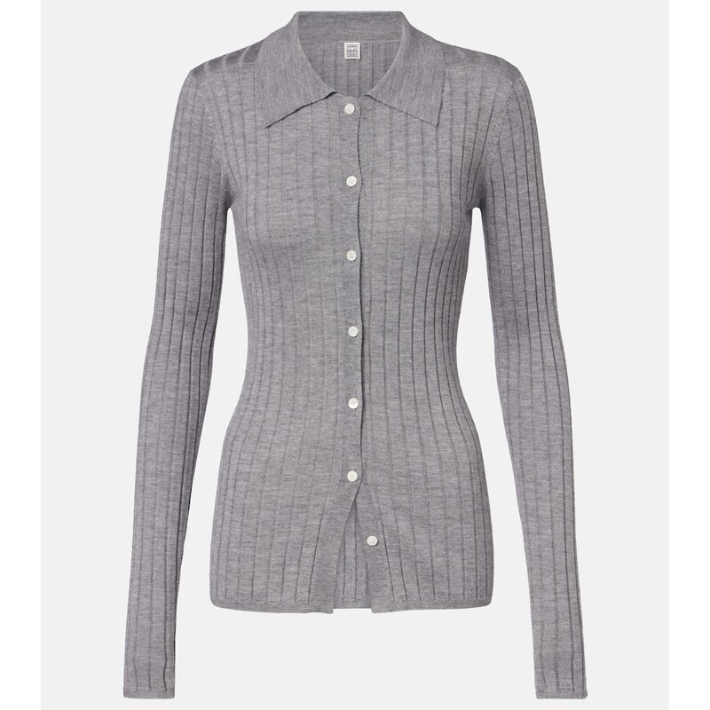 Toteme Ribbed-knit cashmere and silk cardigan