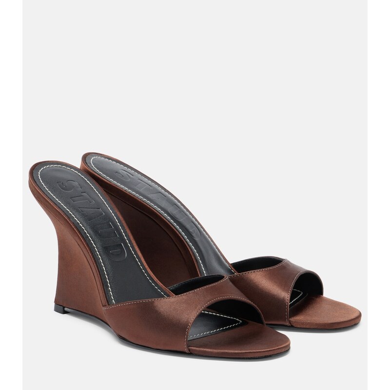 Staud Brigitte satin wedge mules