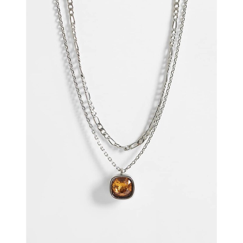 ASOS DESIGN waterproof stainless steel 2 pack amber stone