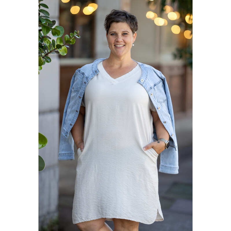 Italy fashion Letní šaty DARINA Barva: Krémová, Velikost: UNI: L