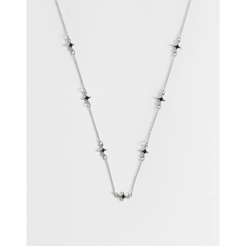 ASOS DESIGN stationed star chain necklace in silver