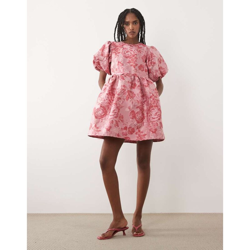 Dream Sister Jane Elara jacquard puff sleeve mini dress co-ord