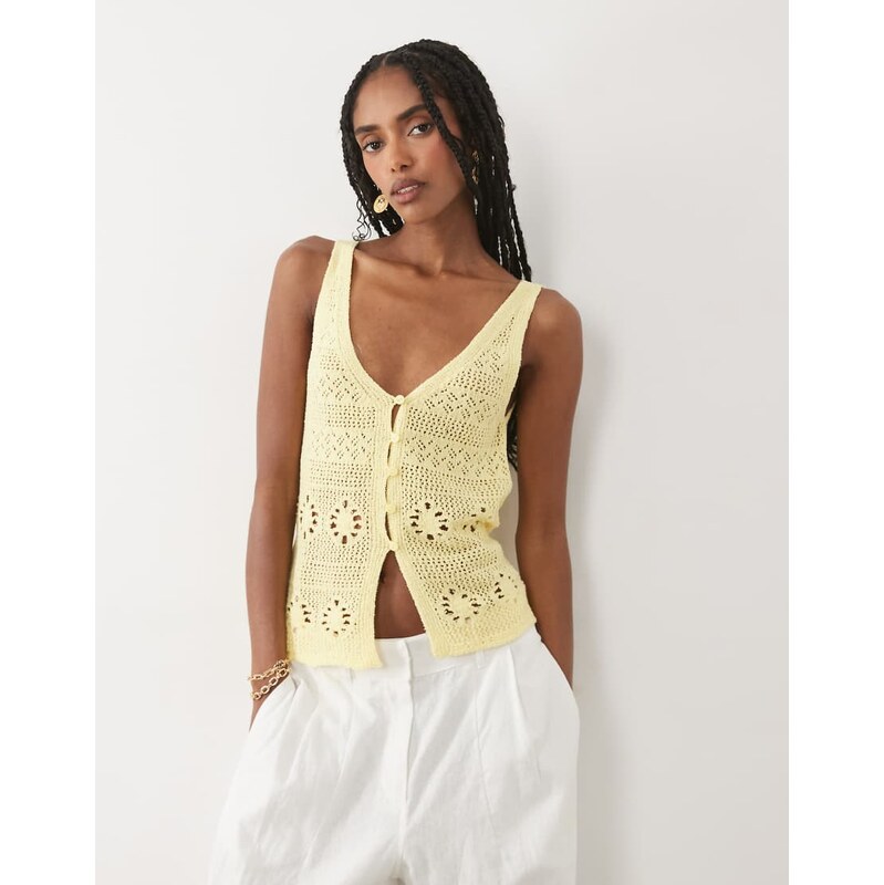Mango knitted sleeveless top in yellow