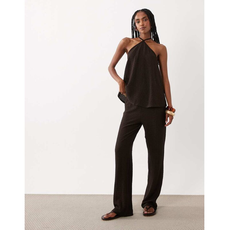 ASOS DESIGN co-ord textured fabric trouser in chocolate-Brown