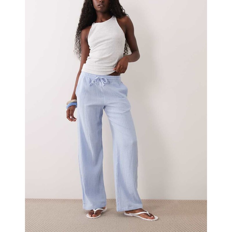 JDY wide leg cheesecloth trousers in light blue