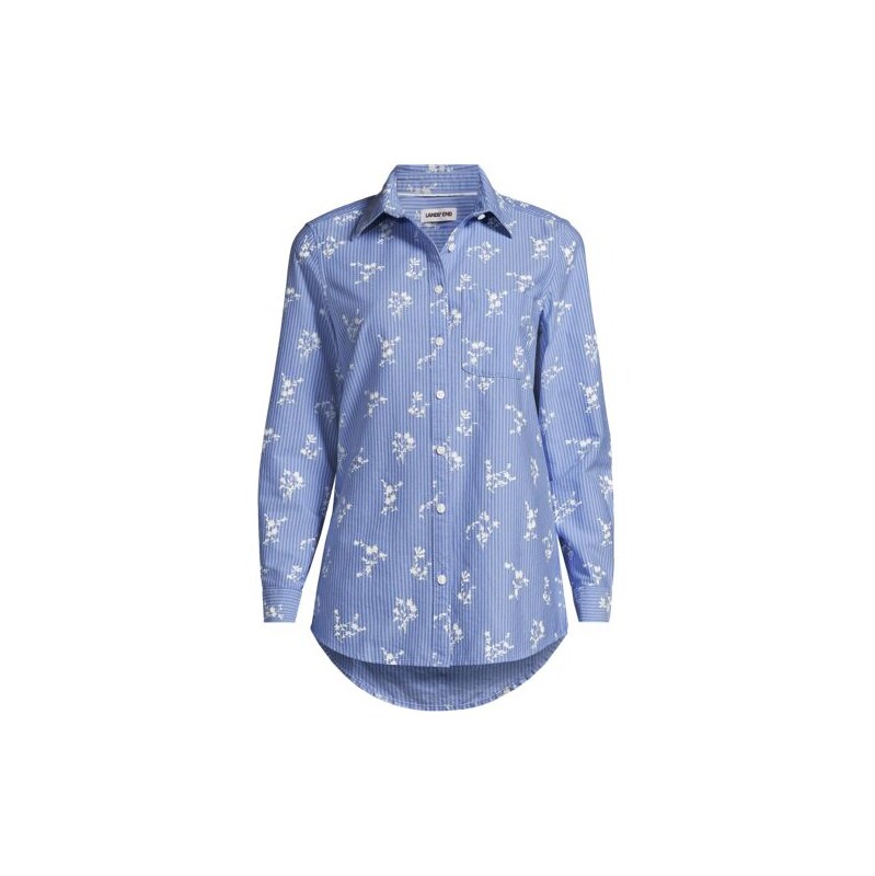 Cotton Oxford Shirt, Women, size: 2X, plus, Blue, Cotton, by
