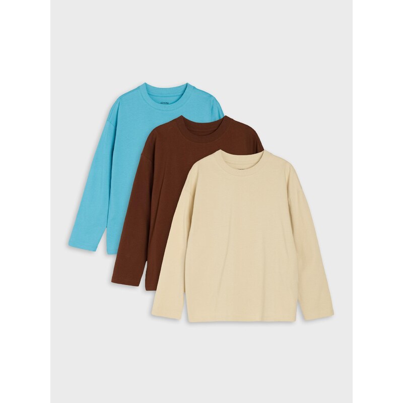 Sinsay - Bavlněná trička loose fit s dlouhým rukávem 3 pack -