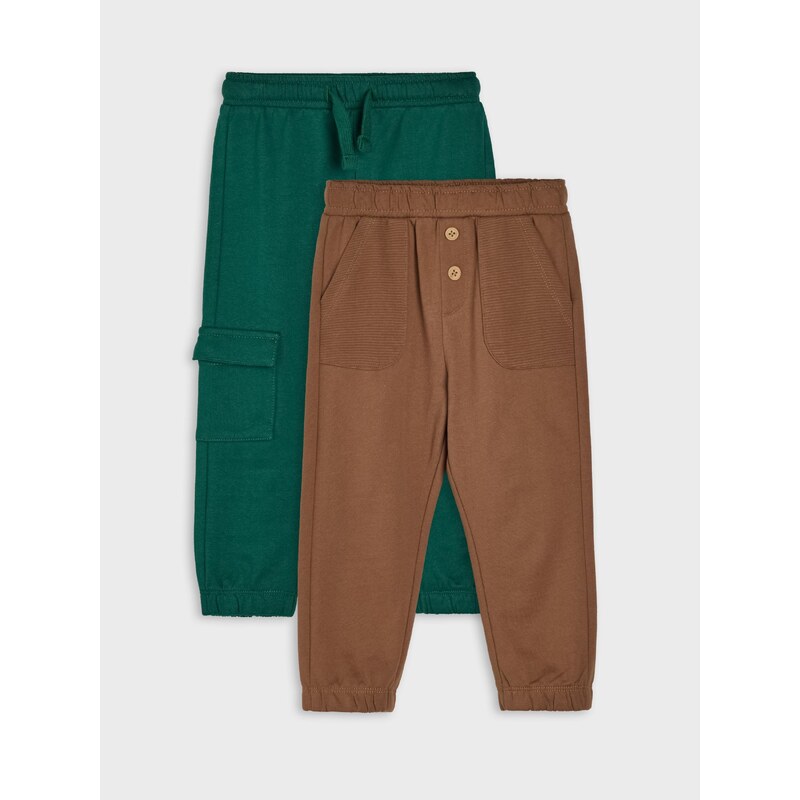 Sinsay - Bavlněné jogger kalhoty 2 pack - hnědá